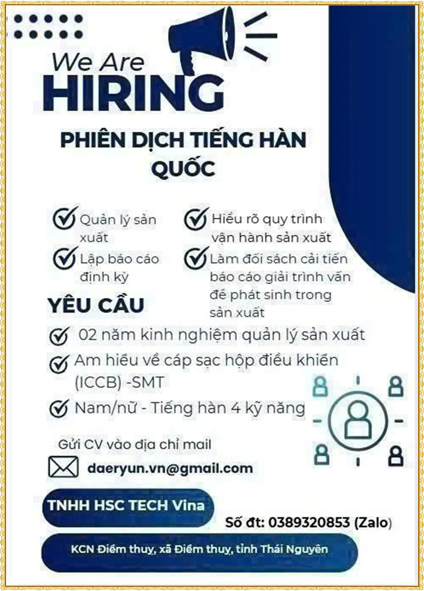 Tuyển dụng phiên dịch tiếng Hàn quốc tại Thái nguyên