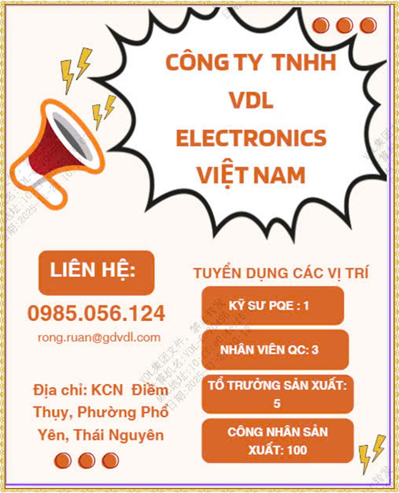 Thái nguyên tuyển tổ trưởng và 100 công nhân sản xuất điện tử