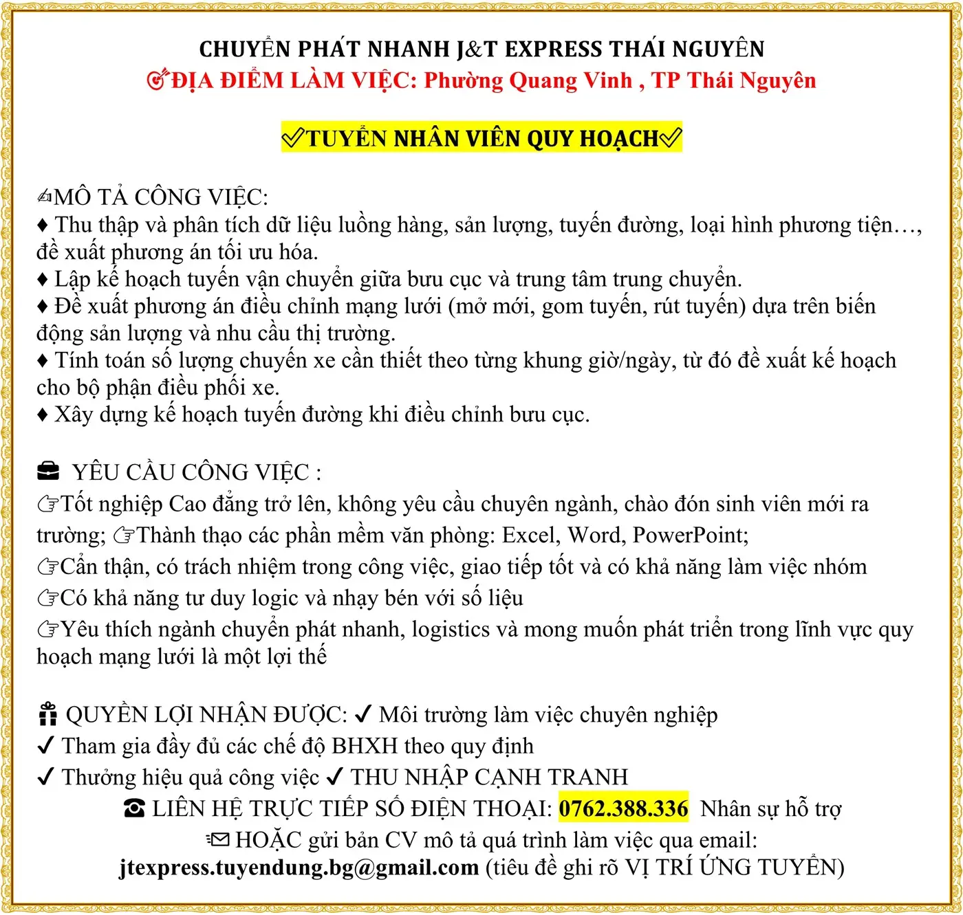 TUYỂN 𝐍𝐇Â𝐍 𝐕𝐈Ê𝐍 𝐐𝐔𝐘 𝐇𝐎𝐀̣𝐂𝐇 TẠI THÁI NGUYÊN