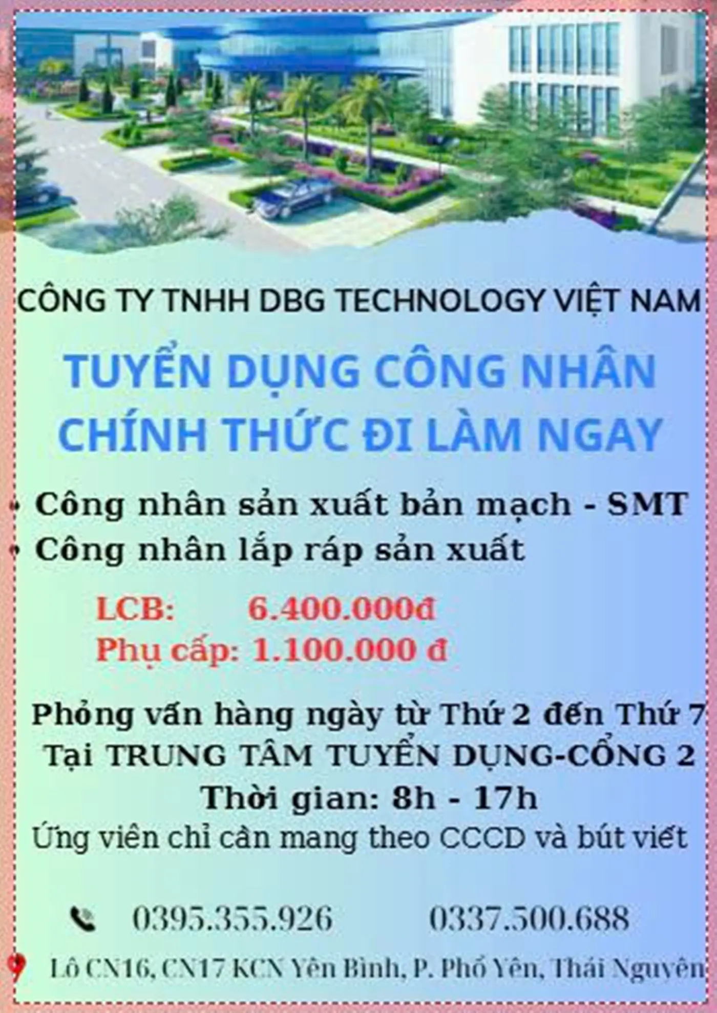 Thái nguyên tuyển công nhân đi làm ngay